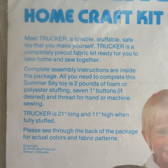 Vintage Stuffable Toy Truck Plush Home Craft Kit Precut Fabric 21" L X 11" H NEW - Picture 3 of 10